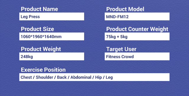آلة ضغط الأرجل MND-FM12 | تمرين ضغط الساق بزاوية 45 درجة | مطور طاقة الجزء السفلي من الجسم