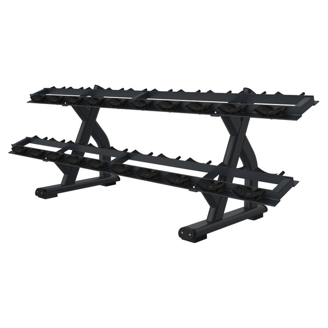 حامل الدمبل ذو الطبقة المزدوجة FF49 | تخزين الدمبل التجاري | منظمة معدات الصالة الرياضية