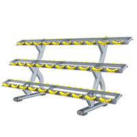 حامل الدمبل ثلاثي الطبقات FF72 | تخزين الدمبل عالي الكثافة | رف الصالة الرياضية التجارية